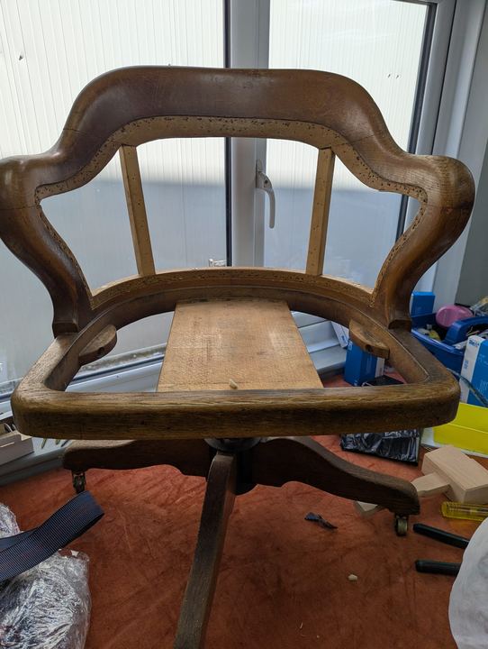 The oak frame stripped back